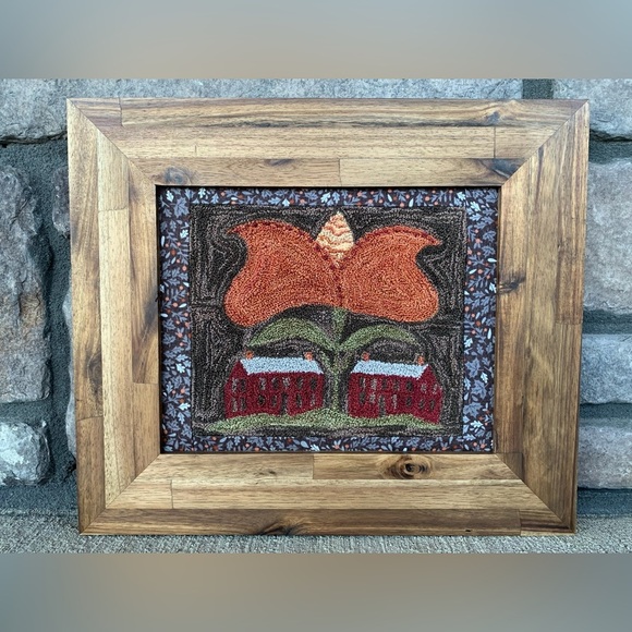 Beautiful handcrafted framed punch needle wall art